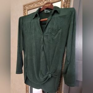 Soft, long-sleeved button-down shirt, emerald green